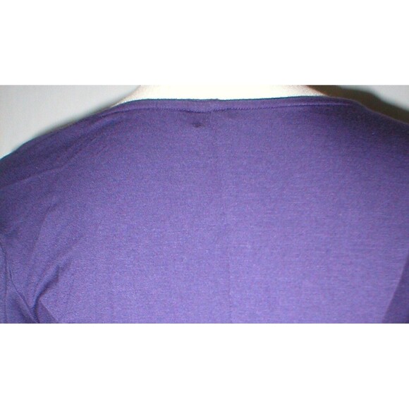 New Three Dots Dark Purple L Womens Dress Viscose Short Sleeve V Neck USA - Picture 8 of 9